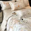 Juego de Cuatro Piezas Lyocell Tencel 100% Fresco Verano Funda Nórdica de Seda Sábana de Hielo Ropa de Cama de Lujo