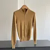 2026 Nuevo Suéter Corto de Punto Ajustado con Cuello Alto y Doble Cremallera Chaqueta para Mujer Venta al por Mayor H08AS16199