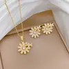 [terno] Moda transfronteiriça elegante luxo cheio de elementos finos de zircônio vento cobre micro-incrustado brincos colar terno combinação
