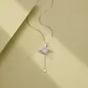 Collar de Corazón de Cupido de Plata S925 para Mujer Moda Nacional Alas Colgante Móvil y Extraíble Regalo de San Valentín para Novia