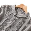 Comercio Exterior Italiano Exportación Verano Nueva Camisa Artística Bordada de Algodón y Lino con Texto Elegante Solapa Camisa Suelta para Mujer