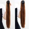 Peluca de mujer con pinza para el pelo, larga, recta, con cola de caballo alta, de verano, natural, cibernética, popular, con pinza para el pelo, peluca de pelo largo y liso, pieza de cola de caballo
