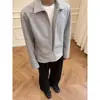 Sudadera minimalista con cremallera de estilo falso dos piezas para hombre y mujer, corte holgado, temporada de primavera, con un elegante diseño de cuello, tacto de alta gama, chaqueta tipo camiseta casual