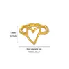 Anillo de Corazón con Moño Hueco de Moda, Chapado en Oro Real de 18K, Anillo de Acero Inoxidable, Joyería de Mano a Juego para Parejas
