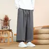 Calça Casual Masculina de Sarja Larga com Cordão Outono 2026, Caimento Solto, Tamanho Grande, Perna Reta, Calça Longa com Efeito Drapeado, Cintura Elástica, Barra Canelada Calças Masculinas