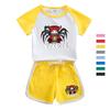 Charles roupas traje de verão para meninos 2023 novo infantil Algodão Meninos cor contrastante manga curta shorts conjunto de duas peças