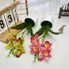 Cuatro Película Impresa Orquídea Rosquilla Bonsái Decoración de Escritorio de Oficina Flor Artificial Arreglo en Maceta Accesorios para Fotos