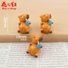 Brinquedo de Pelúcia Capivara 3D Acessórios de Resina Artesanato de Paisagem em Miniatura Pingente de Chaveiro Decoração de Carro