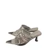 Sandalias Elegantes de Punta Fina sin Cierre para Verano 2026 con Tacón Delgado y Diseño Plisado, Sandalias de Tacón Alto Abiertas de Moda para Mujer