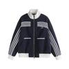 Chaqueta deportiva de rayas contrastantes americanas para hombre y mujer, otoño e invierno, para estudiantes de la calle, chaqueta holgada con cuello tipo cárdigan