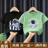 Camiseta de Verão de Algodão Puro de Manga Curta para Meninos 2026 Nova Estampa de Desenho Roupas Infantis Tops Finos para Bebês Meninos t