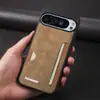 Funda de Cuero Retro Protectora con Borde Suave Anticaídas para Teléfono Móvil Google Pixel 10Proxl Tarjeta Google 9A
