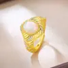 Anel de Opala Popular Transfronteiriço Nicho Estilo Frio Feminino Ouro 18K Alto Padrão Doce Cool Dedo Indicador Anel Ajustável