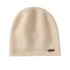 Gorro de invierno 100% cachemira pura de doble capa con borde enrollado, gorro tejido sin costuras, gorro cálido de lana de cachemira para mujer, gorro para clima frío al aire libre