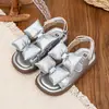 Sandalias para Niña Estilo Coreano Estampado de Leopardo con Lazo 2026 Verano Nuevas Elegantes Suela Suave Zapatos de Playa Estilo Princesa para Niños