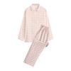 Ropa de casa pijama de franela de algodón de doble hilo estilo japonés para mujer, algodón puro, transmisión en vivo, pijama de pareja para otoño e invierno
