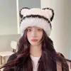 Gorro de Lana Tejido Cálido para Otoño e Invierno para Mujer, Gorro con Protección para los Oídos para Mamá Ciclista, Gorro Integrado con Bufanda, A Prueba de Frío