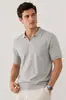 Camisa Polo Tricotada com Gola de Gaivota para Homem, Camiseta de Seda Gelada Fina de Manga Curta para Verão, Modelagem Solta, Emagrecimento, Top Versátil