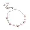 Pulsera de Hilo con Flor de Zircón Súper Brillante en Forma de Diamante y Perla, Pulsera de Lujo Ligero y de Gama Alta, Joyería de Mano Estilo Retro Francés