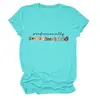 Camiseta feminina redonda de manga curta, estilosa e divertida, para Amazon, Wish e lojas independentes