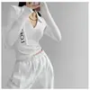 2024 Nova Camiseta de Manga Longa Estilo Coreano Feminina de Verão Camisa Básica Estilo Ocidental Estilo Puro Desejo Slim Fit Emagrecedor Top Versátil