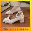 2026 Nuevo Estilo Nuevo Estilo Chino Tacones Altos de Moño Zapatos Planos Suaves Tacones Gruesos Zapatos Qipao Mary Janes Franceses Mujer