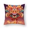 Almohada de peluche corto para mascota del año del dragón 2024, funda de almohada de estilo chino, moda nacional, almohada de la fortuna