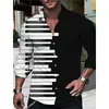 Camisas Nuevas para Hombre de Venta Caliente de Exportación Europea y Americana Transfronteriza, Tops de Manga Larga con Cuello de Moda Estampado Digital 3D Fresco