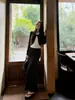 Falda Larga Negra Cola de Pescado para Mujer Otoño Berkeley Alta Gama Ligeramente Madura Persona Sencilla Atuendo de Alta Gama Conjunto Completo