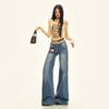 ¡Ootd del 25! Jeans de Pierna Ancha Estilo Americano, Tiro Alto, Corte Holgado, Adelgazantes, Estilo Relajado, Pantalones Rectos Fluidos de Largo Hasta el Suelo.