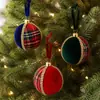 Enfeite de bola de Natal de 8 cm mais vendido da Amazon, decoração de árvore de Natal, bola de espuma xadrez de tecido embrulhada para o Natal
