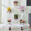 Estante de Flores Americano para Sala de Estar de Pie Balcón Estante de Flores Multicapa con Ruedas Móvil Hierro Forjado Estante de Exhibición