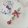 Corrente para Celular Fofa Doce de Maçã com Laço e Contas Japonesa Pingente de Fruta Maçã Vermelha de Natal Chaveiro de Bolsa