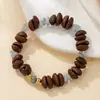 Pulseira de Grãos de Café Naturais para Meninas no Verão, Contas com Design de Nicho Queijo Sal Marinho, Presente Versátil para Melhores Amigas, Pulseira de Pedriscos