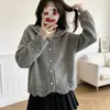 Cárdigan de Ganchillo Hueco con Capucha para Mujer, Estilo Suave de Otoño, Abrigo Suéter Holgado, Top Dulce para Mujeres Menudas