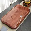 Bandeja de té de sándalo negro para uso doméstico, imitación de madera natural, mesa de té pequeña con drenaje, bandeja para juego de té Kung Fu modelo nuevo