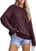 Suéter Feminino Amazon Gola Redonda Blusa Color Block Outono 2025 Tricô Grosso em Ponto Trançado Jaqueta Pulôver Inverno Europeu e Americano Roupa de Baixo
