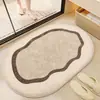Alfombra de Piso Estilo Ins Fresca y Sencilla para el Hogar de Cachemir Artificial, Alfombra Absorbente, Alfombra de Baño, Felpudo de Entrada, Alfombrilla Antideslizante Absorbente de Agua