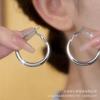 Aretes de Aro Liso de Alta Gama Plata Zirconia Aretes de Aro Grande 2025 Nuevo Estilo Caliente Lujo Accesible Aretes de Aro Elegantes