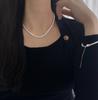 Cadena de plata 925 S925 Plata esterlina Brillante Simple Nicho ins Estilo Pulsera Collar Alto Sentido del Diseño
