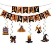Nova Decoração de Bandeira Espiral Temática de Halloween Bruxa, Abóbora, Fantasma Conjunto Decoração de Halloween