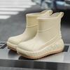 Novos Sapatos de Água Masculinos Elegantes de Cano Médio Impermeáveis Antiderrapantes para Exterior com Forro de Lã, Quentes Versátil Japonês À Prova de Chuva Transfronteiriço