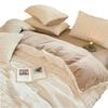 Conjunto de Cama de Veludo Coral de Quatro Peças Outono e Inverno Lençóis de Cama Capa de Edredom Flanela Veludo Leite Roupa de Cama Capa de Edredom Peluda Conjunto de Lençóis de Cama de Três Peças
