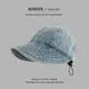 Sombrero de Pescador de Mezclilla Lavada Vintage Estilo Unisex con Ala Ancha Cubierta Facial Anti-ultravioleta Sombrero de Pescador