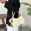2026 Bolsa Pequena Transversal Plissada Leve para Estudantes Estilo Desenho Animado de Menina Bolsa de Ombro com Cordão Bolsa de Mão para o Trabalho Sob o Braço Bolsa Feminina