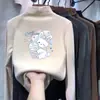 Camada base infantil de gola alta parcial, camiseta quente de manga comprida com forro de fleece para outono e inverno, para meninas e crianças mais velhas, feita de fleece alemão, adequada como camada interna para o outono
