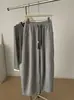 Calça casual elegante de cintura elástica com cordão trançado, corte curvo, para mulheres, outono 2026, cintura alta, solta, modeladora, calça comprida, estilo coreano