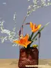 Cesta para Arranjo Floral, Tecelagem de Bambu, Recipiente Chinês de Mão para Arranjo Floral Estilo Retrô, Decoração para Arranjo Floral, Tecelagem Artesanal Inspirada em Zen, Tamanho Pequeno e Médio