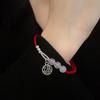 Pulsera de Calcedonia Marca Fu Simple Nicho Retro Benmingnian Cuerda de Mano Tejida a Mano Ajustable Joyería para Novia
