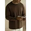 Costura de Três AgulhasCamiseta de Manga Longa Estilo Americano 260g Peso Pesado para Homens, Outono 2026 Cor Sólida Versão Ajustada Camiseta Básica